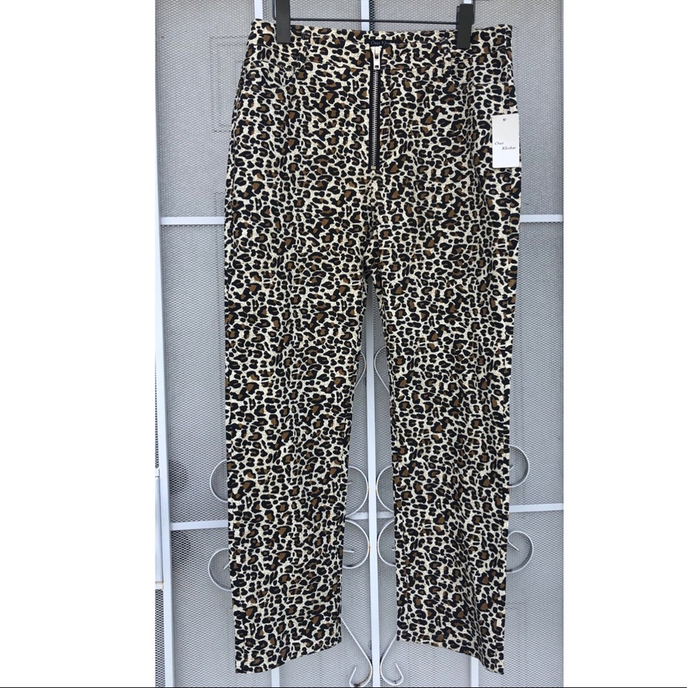 NWT Leopard Print Denim Pants Large L